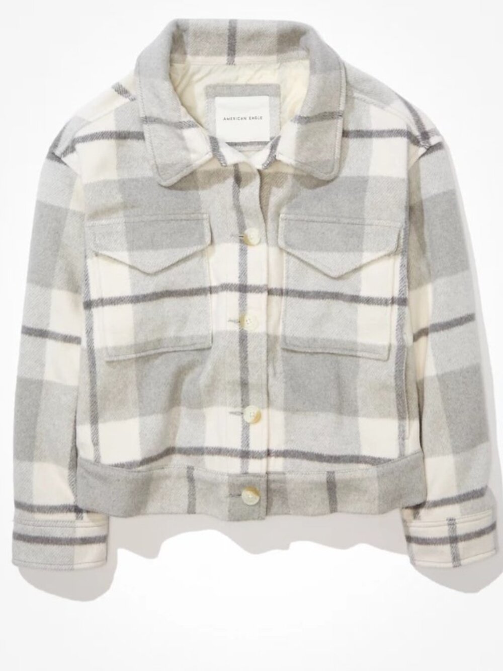 AE Plaid Cropped Shacket